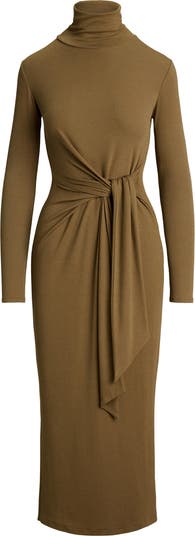 Lauren Ralph Lauren ★【ブレンド ドレス】Tie Waist Rib Dress Lauren Ralph Lauren Tie Waist Rib Cotton Blend Midi Dress