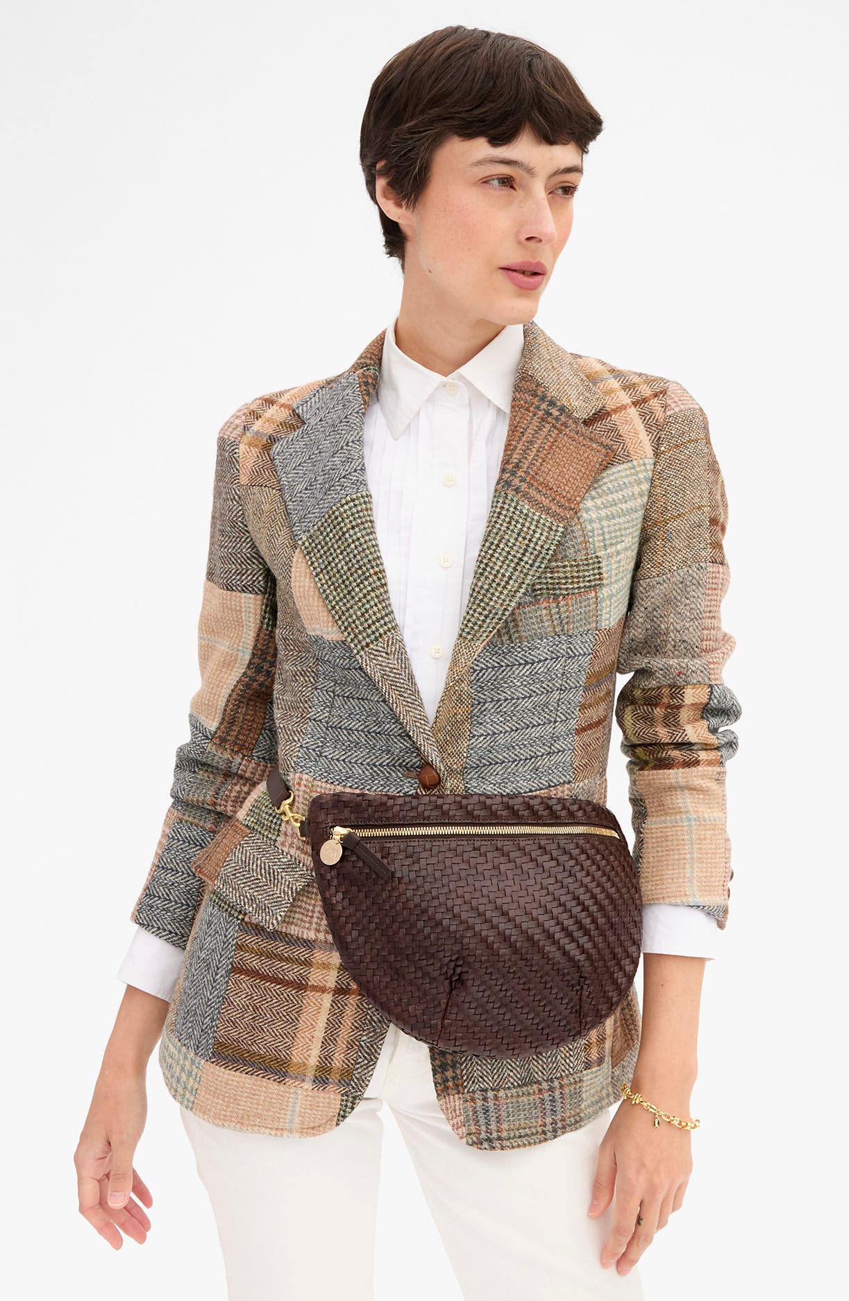 Grande Fanny Woven Leather Belt Bag, Alternate, color, CHOCOLATE