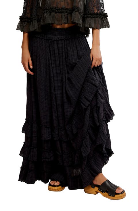 Brynn Tiered Cotton Blend Maxi Skirt