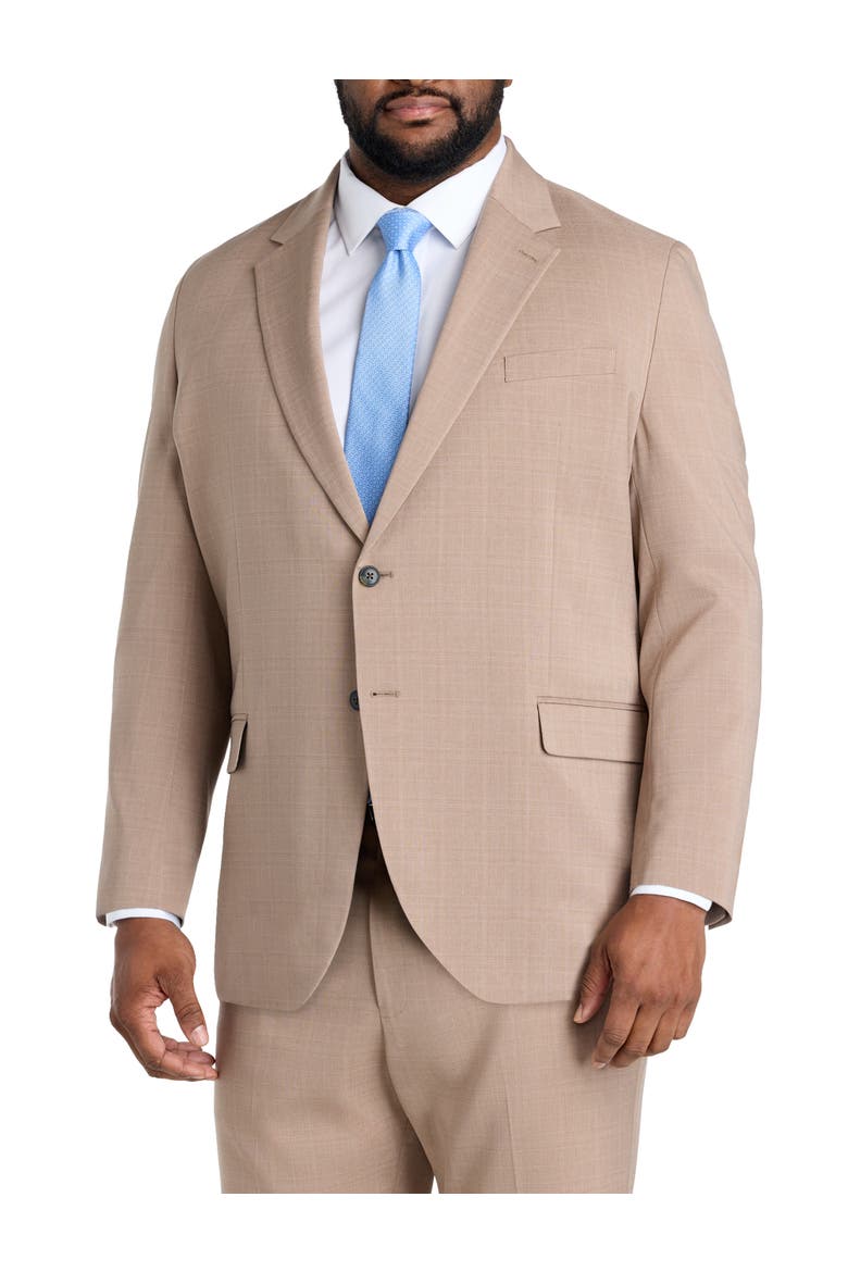 Big & Tall Smart Wash® Tonal Plaid Suit Jacket, Main, color, TAN