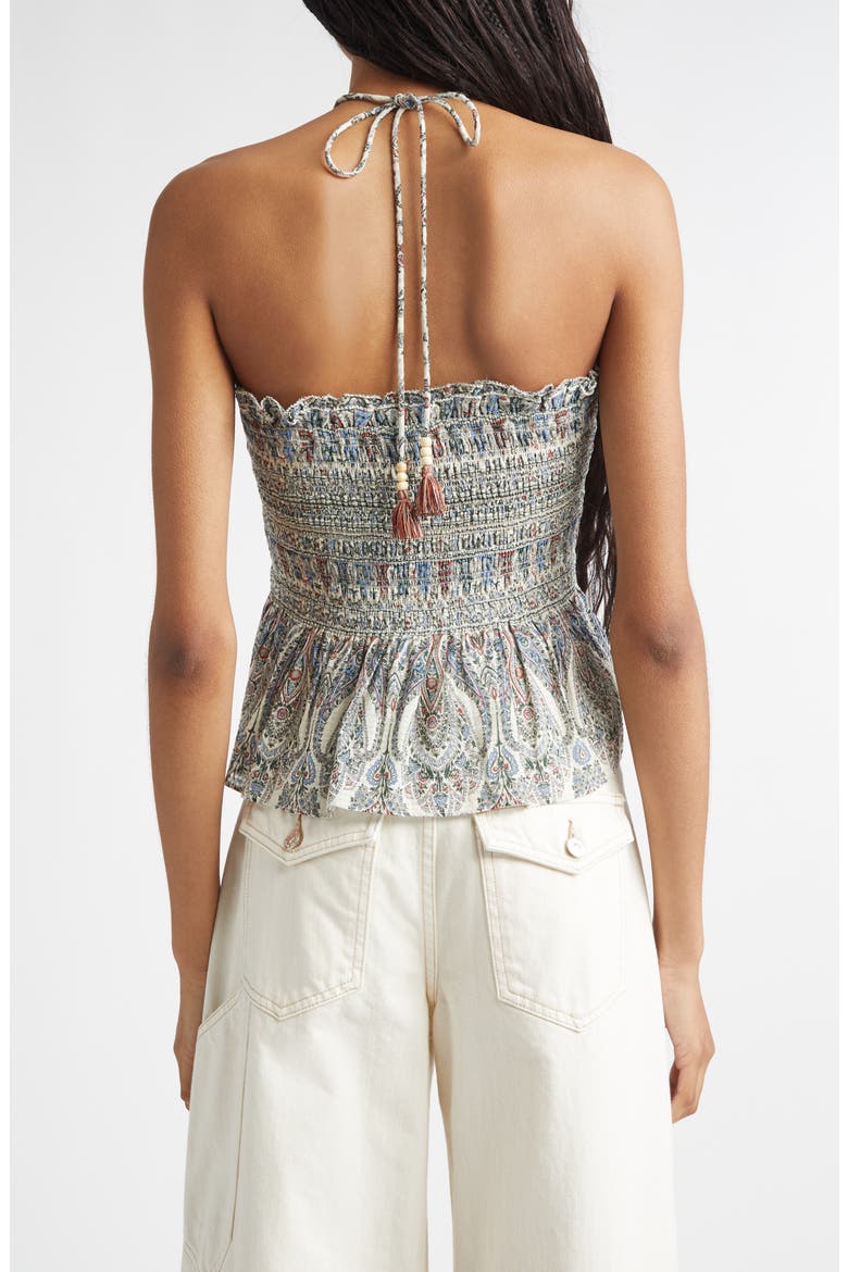 Damsey Paisley Smock Halter Top, Alternate, color, ECRU MULTI
