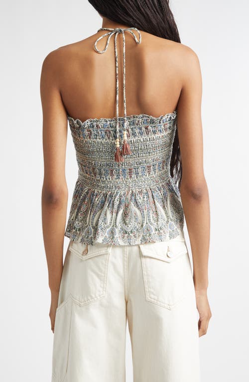 Veronica Beard Damsey Paisley Smock Halter Top In White
