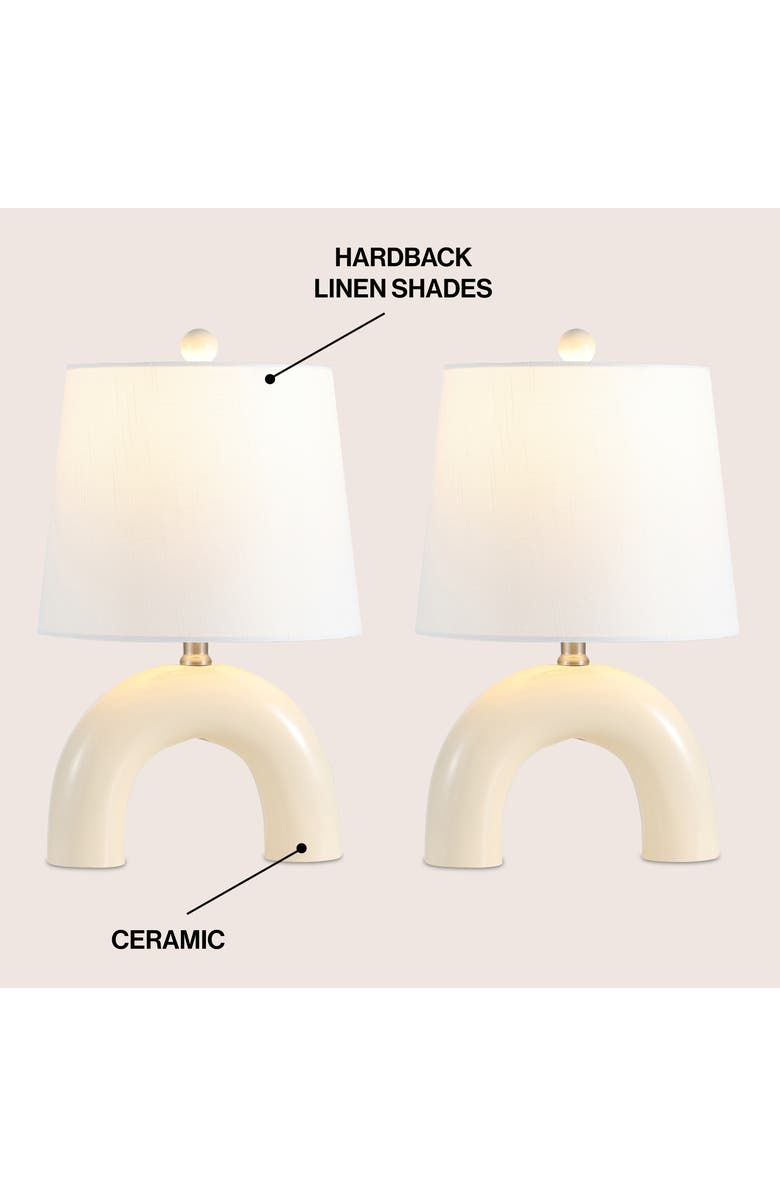 JONATHAN Y Zadie 17.75" Scandinavian Minimalist Ceramic Arch LED Table Lamp, Alternate, color, Almond