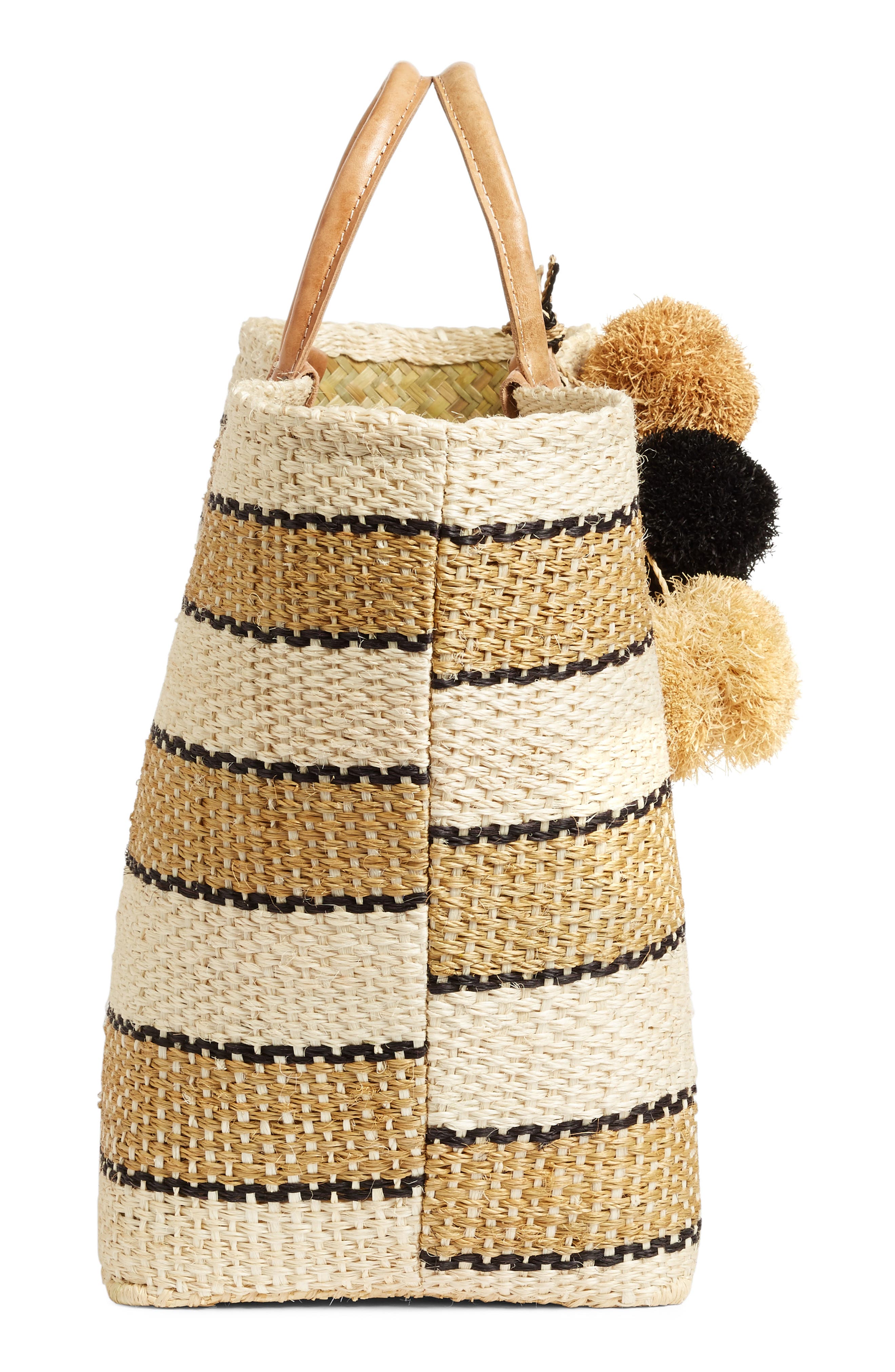Mar y Sol 'Capri' Woven Tote with Pom Charms, Alternate, color, 