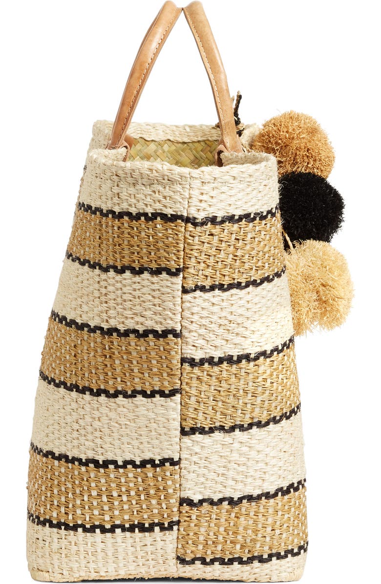 Mar y Sol 'Capri' Woven Tote with Pom Charms, Alternate, color,