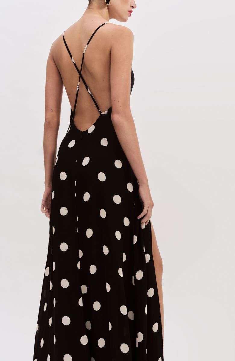 Reformation Zani Plunge Neck Maxi Dress, Alternate, color, Moon Dot