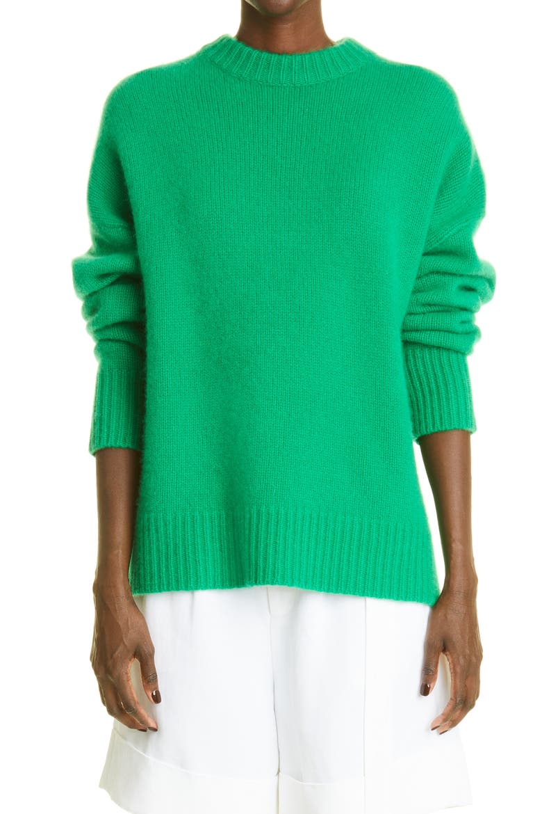 Crewneck Cashmere Sweater, Main, color, GREEN