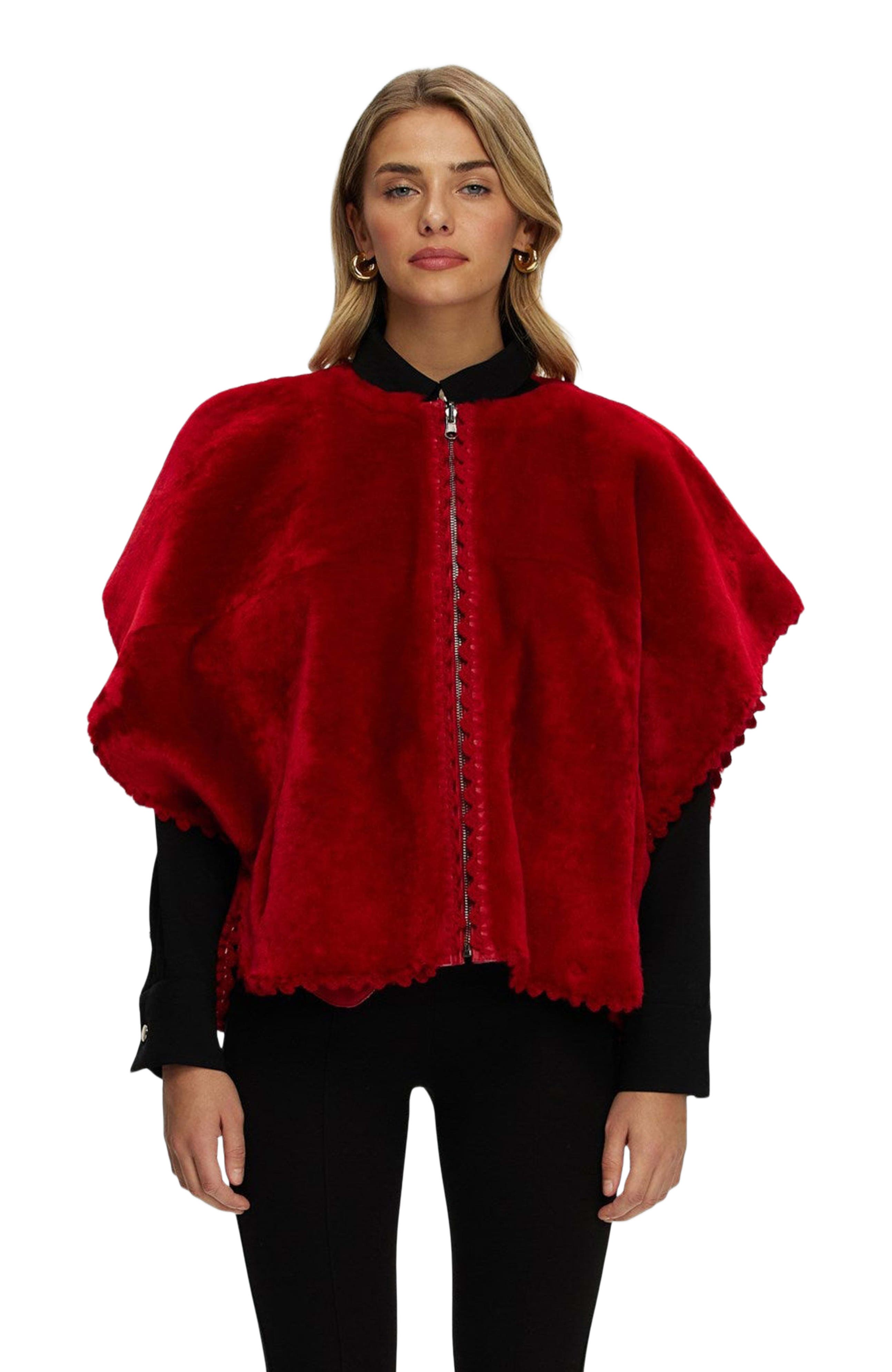 Reversible Collarless Genuine Shearling Jacket - image 5