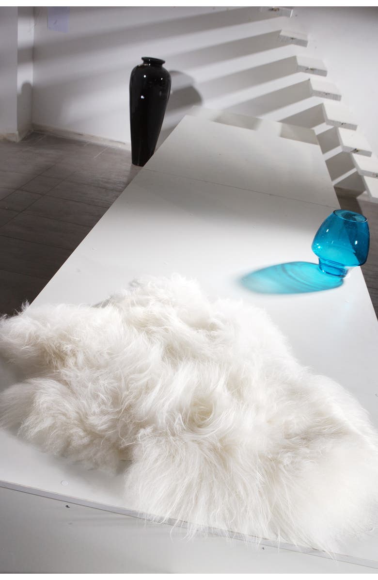 NATURAL Genuine Icelandic Sheepskin Single Long-Haired Rug - 2ft x 3ft - White, Alternate, color, 