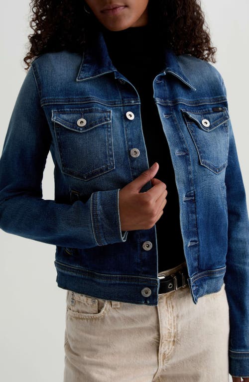 Ag Robyn Crop Stretch Denim Jacket In Blue