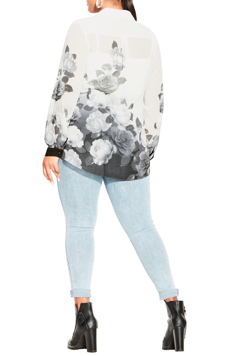 City Chic Victoria Relaxed Fit Floral Button-Up Shirt, Alternate, color,