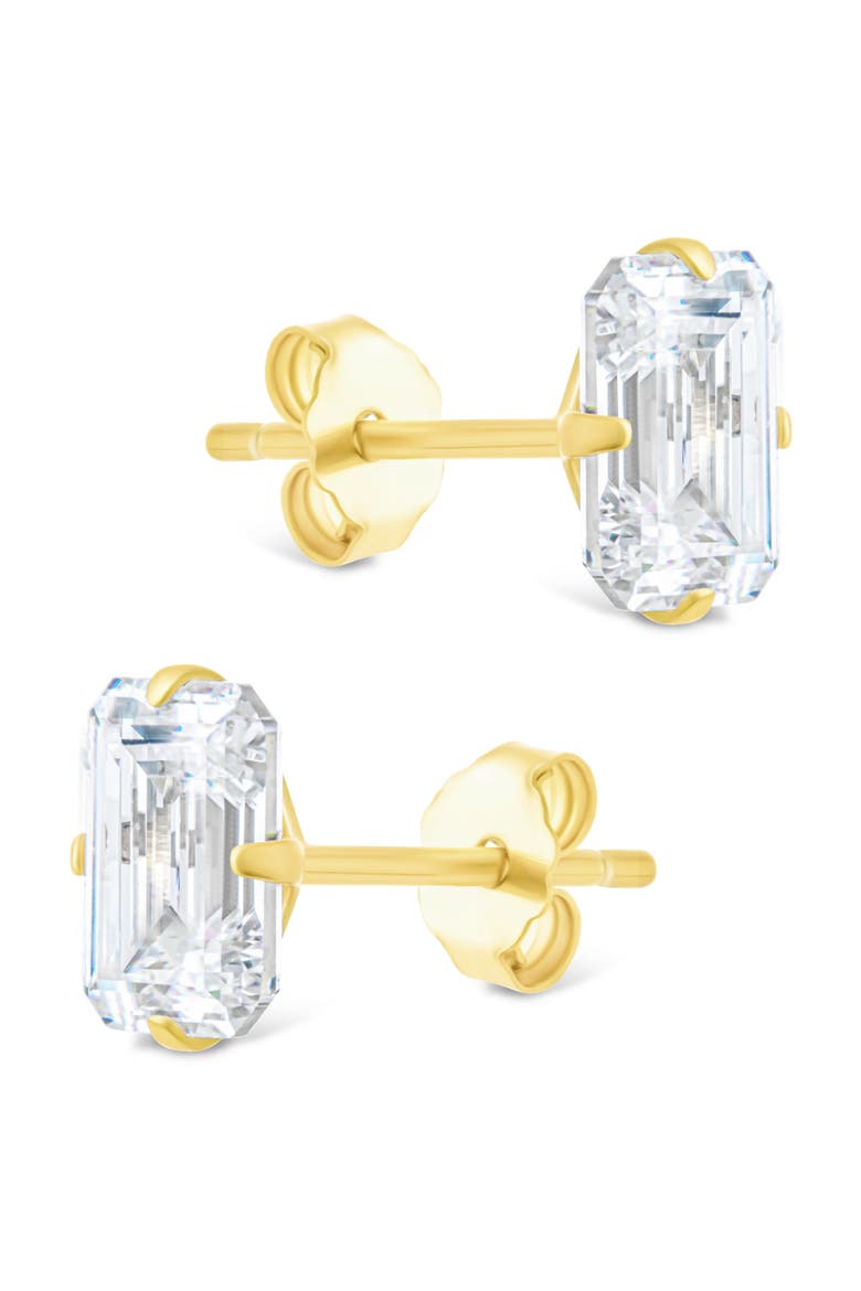 Emerald-Cut Cubic Zirconia Stud Earrings, Alternate, color, GOLD