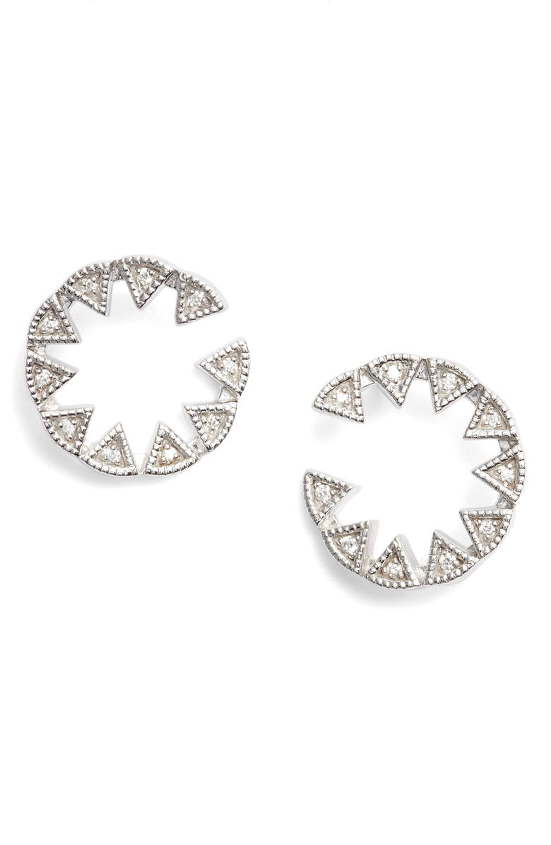 Dana Rebecca Designs Emily Sarah Triangle Diamond Stud Earrings, Main, color, White Gold