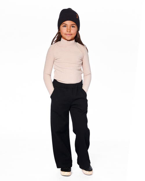 Deux Par Deux Ribbed Leggings Bootleg With Slit In Black