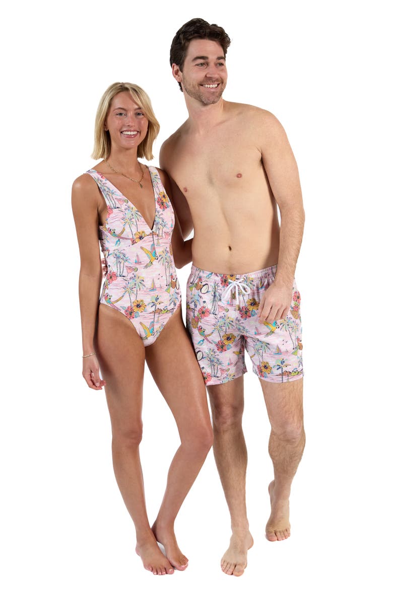The Margaritaville Wastin' Away Again Sculpt One Piece, Alternate, color, Pink