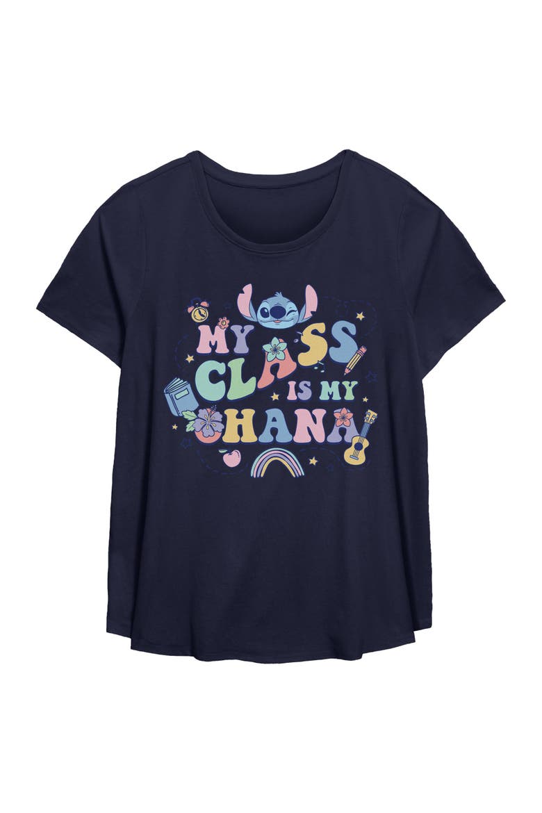 Women's Lilo & Stitch My Class Is My Ohana  Graphic T-Shirt, Main, color, Navy Blue