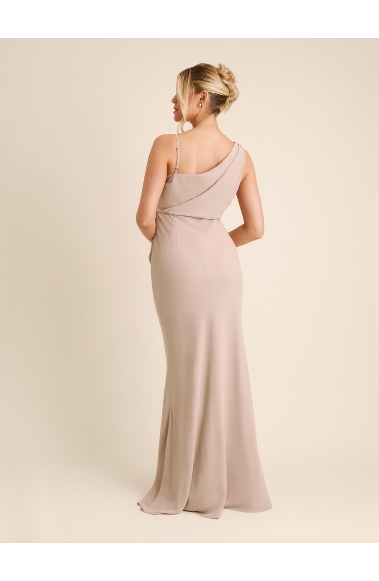 Six Stories Cowl Front Chiffon Bridesmaid Dress, Alternate, color, Truffle