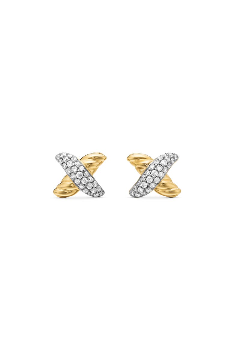X Petite Earrings with Diamonds and Gold, Main, color, DIAMOND