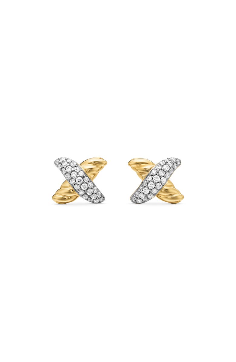 David Yurman X Petite Earrings with Diamonds and Gold, Main, color, Diamond