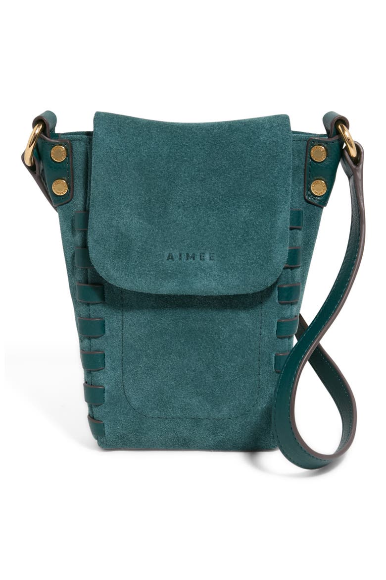 Zen Suede Phone Crossbody Bag, Main, color, TRANSFORM TEAL SUEDE