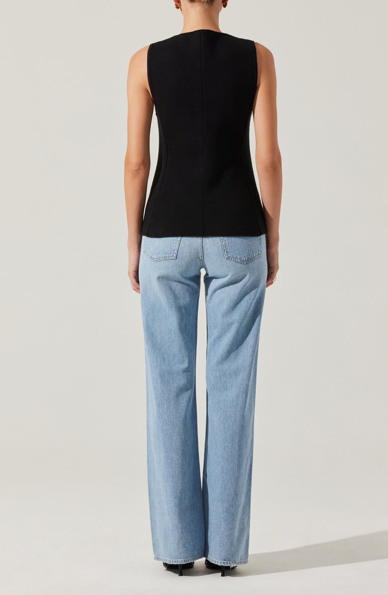 ASTR the Label Jayce Textured Cotton Button-Up Sweater Vest, Alternate, color, Black