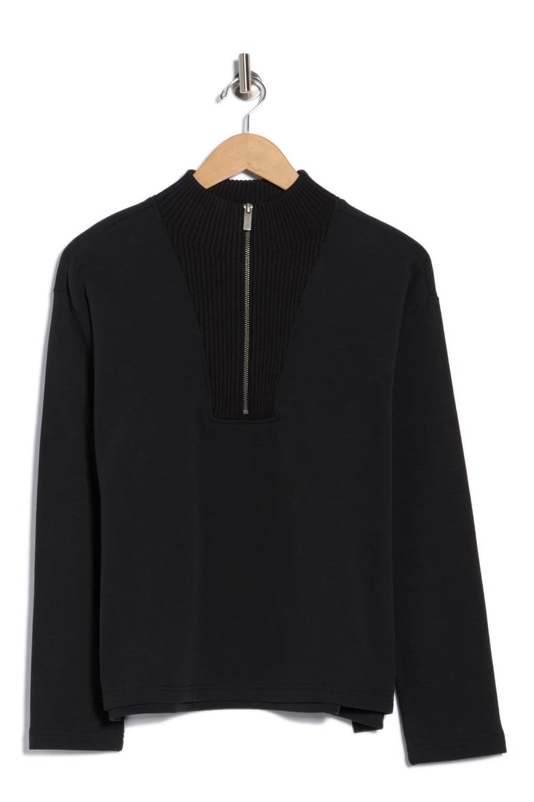 Half Zip Sweater, Alternate, color, BLACK