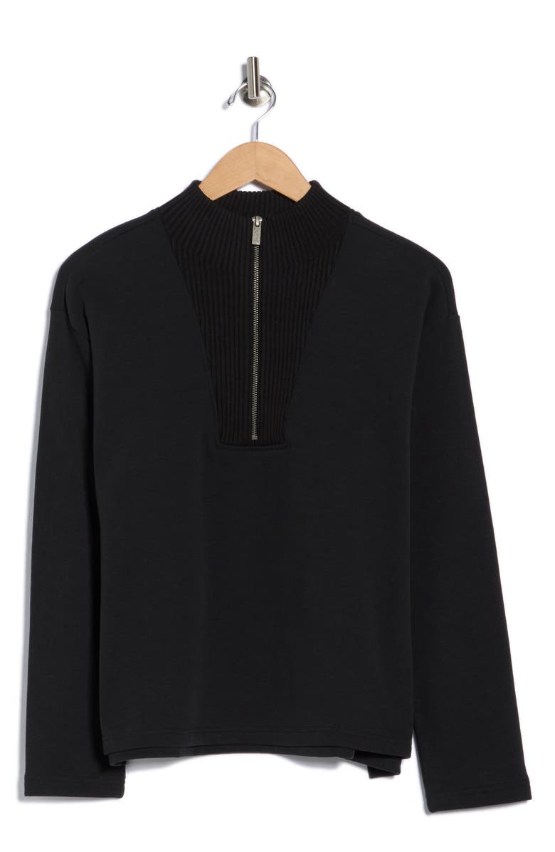 Splendid Half Zip Sweater, Alternate, color, Black