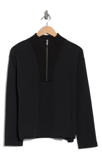 Splendid Half Zip Sweater In Black