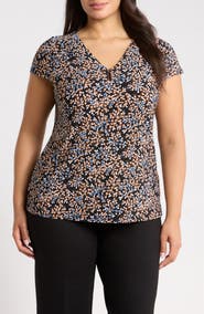 Anne Klein Floral Long Sleeve Midi Dress
