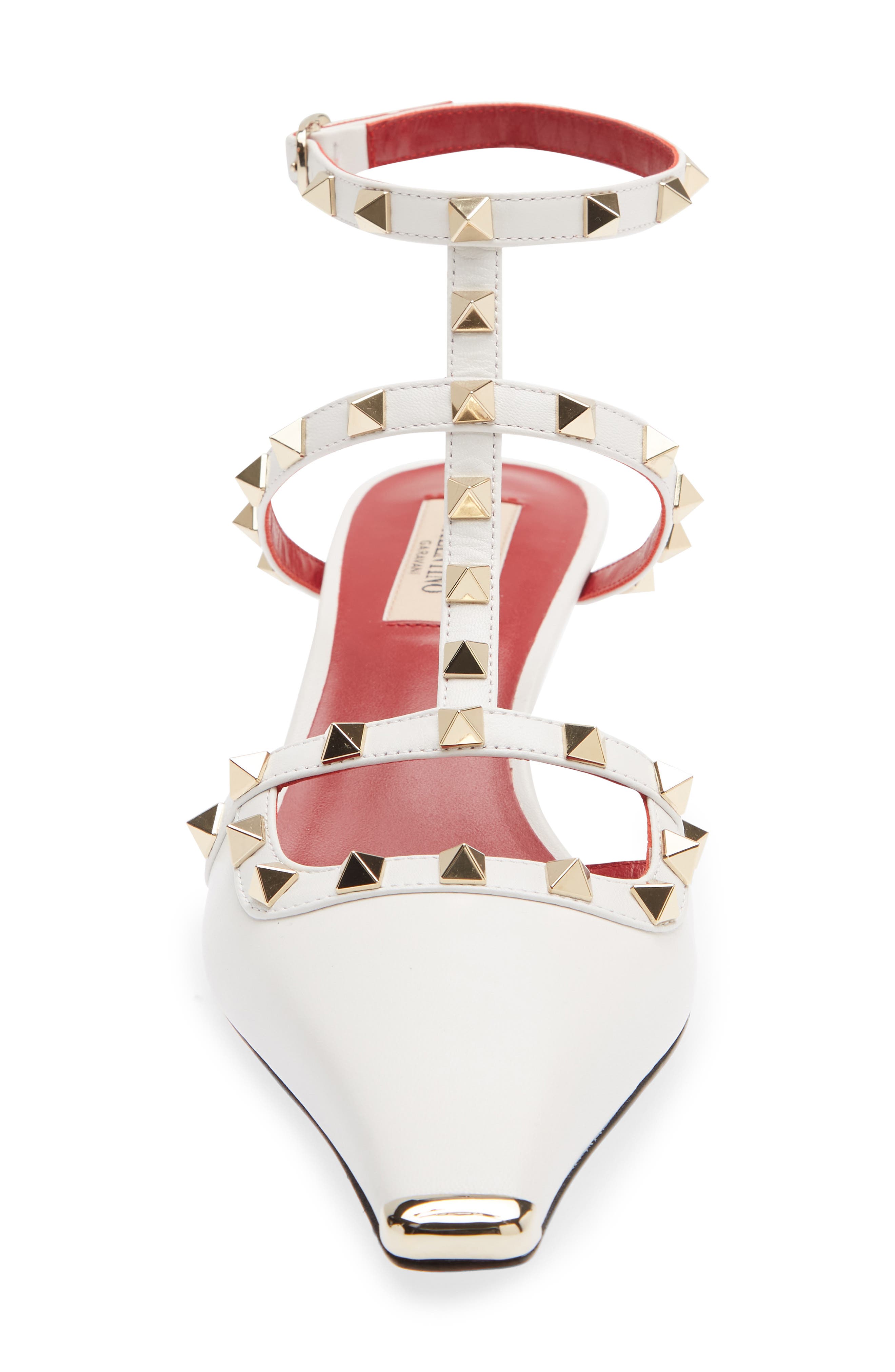 Rockstud Kitten Heel Pump, Alternate, color, WHITE
