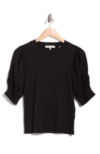 Frame The Frankie Puff Sleeve T-shirt In Black