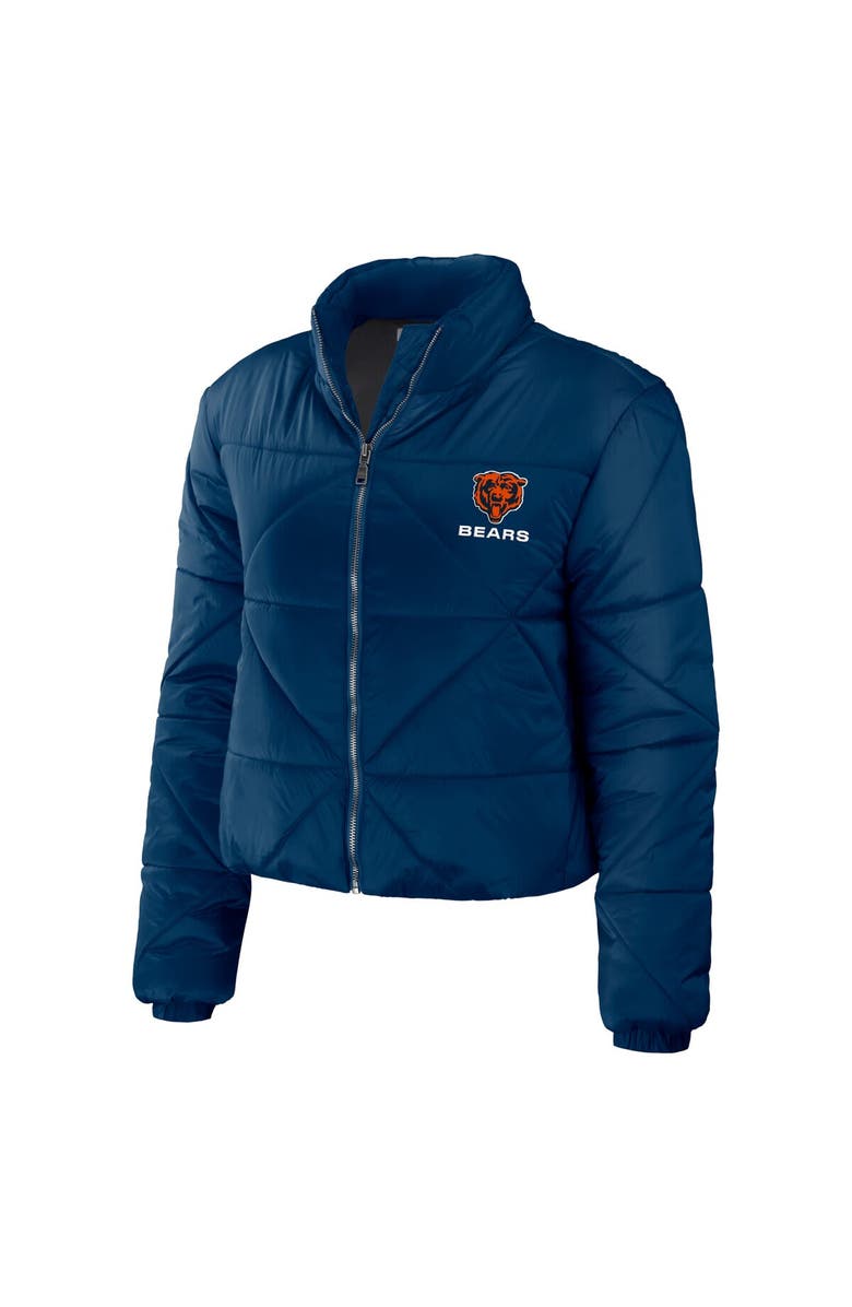 WEAR by Erin Andrews Women's WEAR by Erin Andrews  Navy Chicago Bears Cropped Puffer Full-Zip Jacket, Alternate, color, Navy
