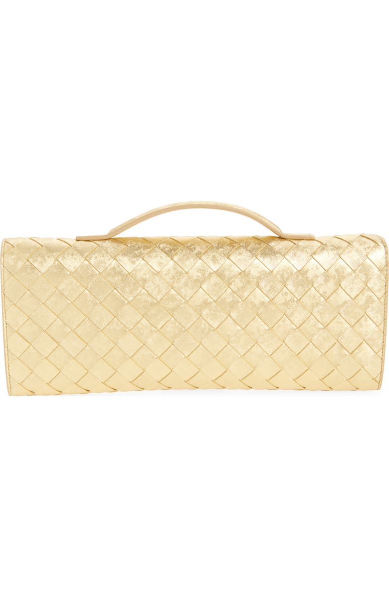 Bottega Veneta Andiamo Intrecciato Satin Clutch, Alternate, color, 8472 Gold / Gold