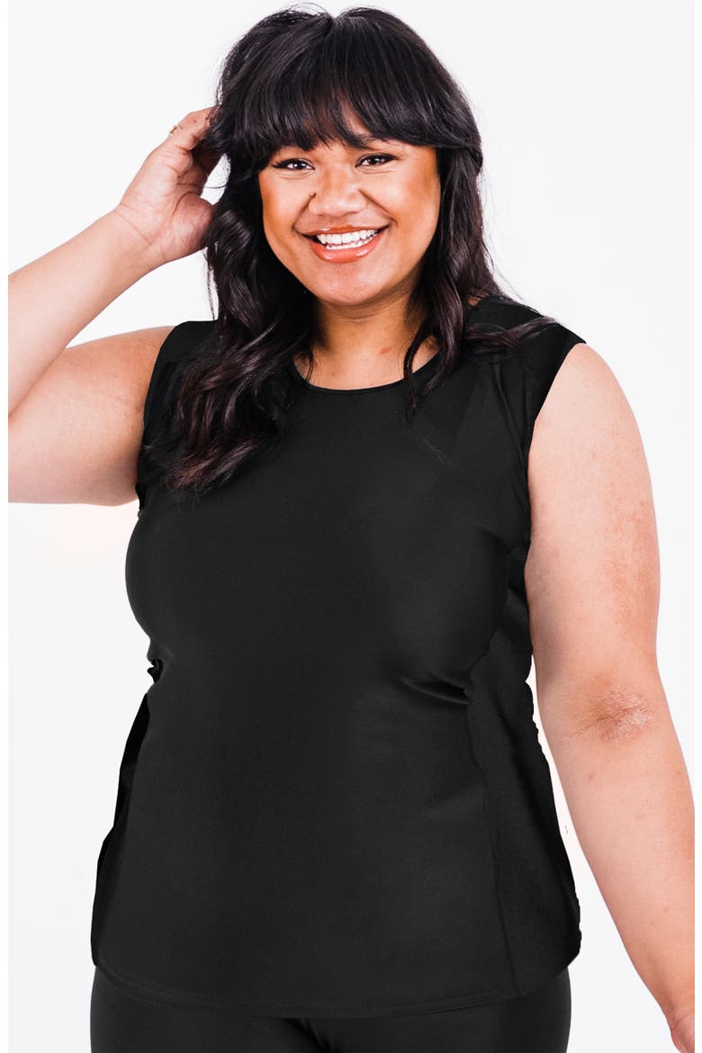 Plus Size Loose Fit Maya Swim Top, Main, color, Black