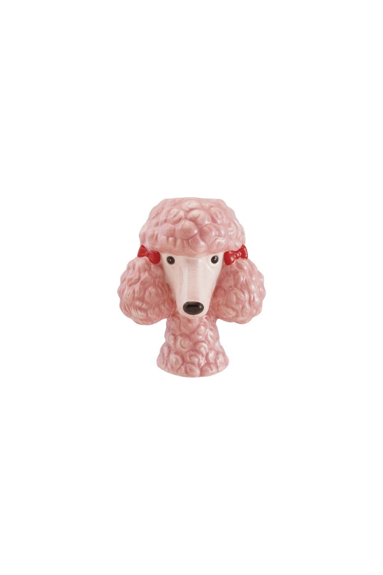 Dolomite Clay Poodle Vase with Whimsical Glazed Bows, Main, color, Multicolor