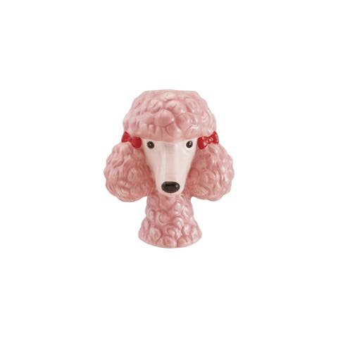 Dolomite Clay Poodle Vase with Whimsical Glazed Bows