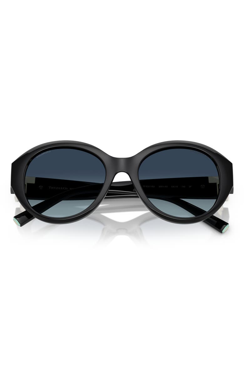 Tiffany & Co. 53mm Gradient Polarized Round Sunglasses, Alternate, color, Black