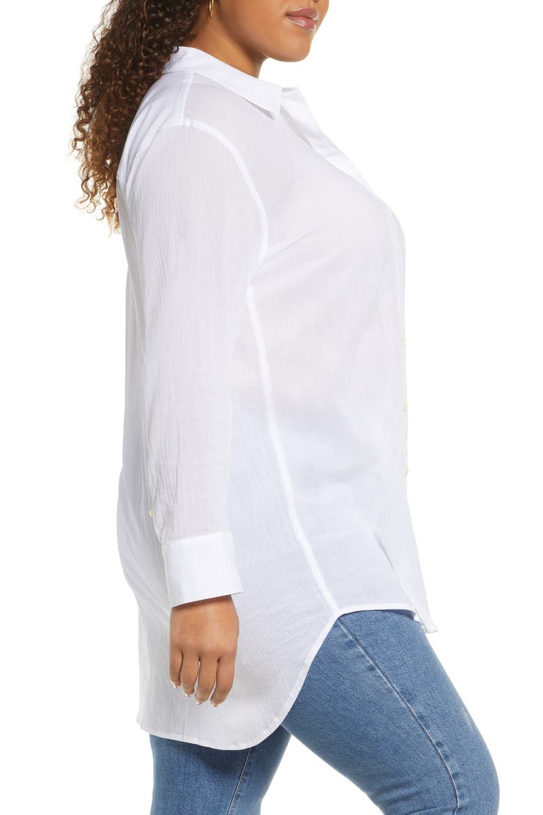 Gauzy Cotton Tunic Blouse, Alternate, color, WHITE