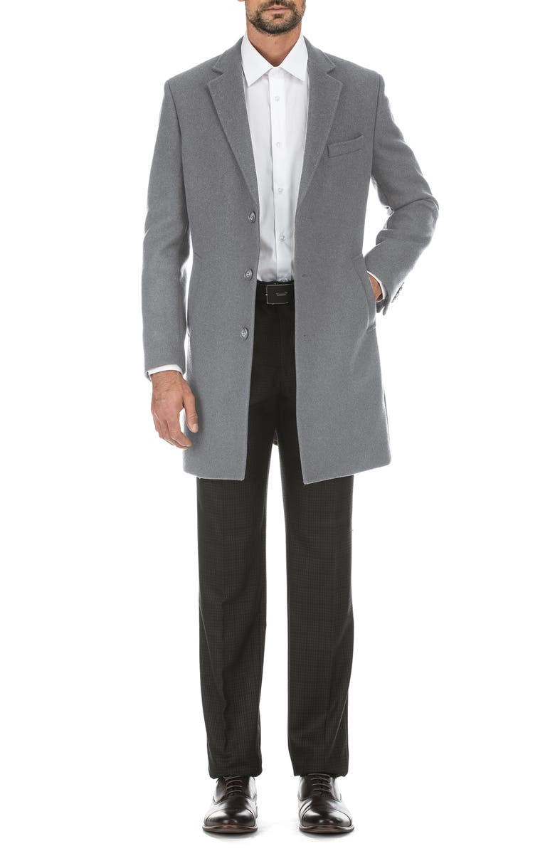 English Laundry Wool Blend 3-Button Three-Quarter Length Top Coat, Main, color, Lt Gray