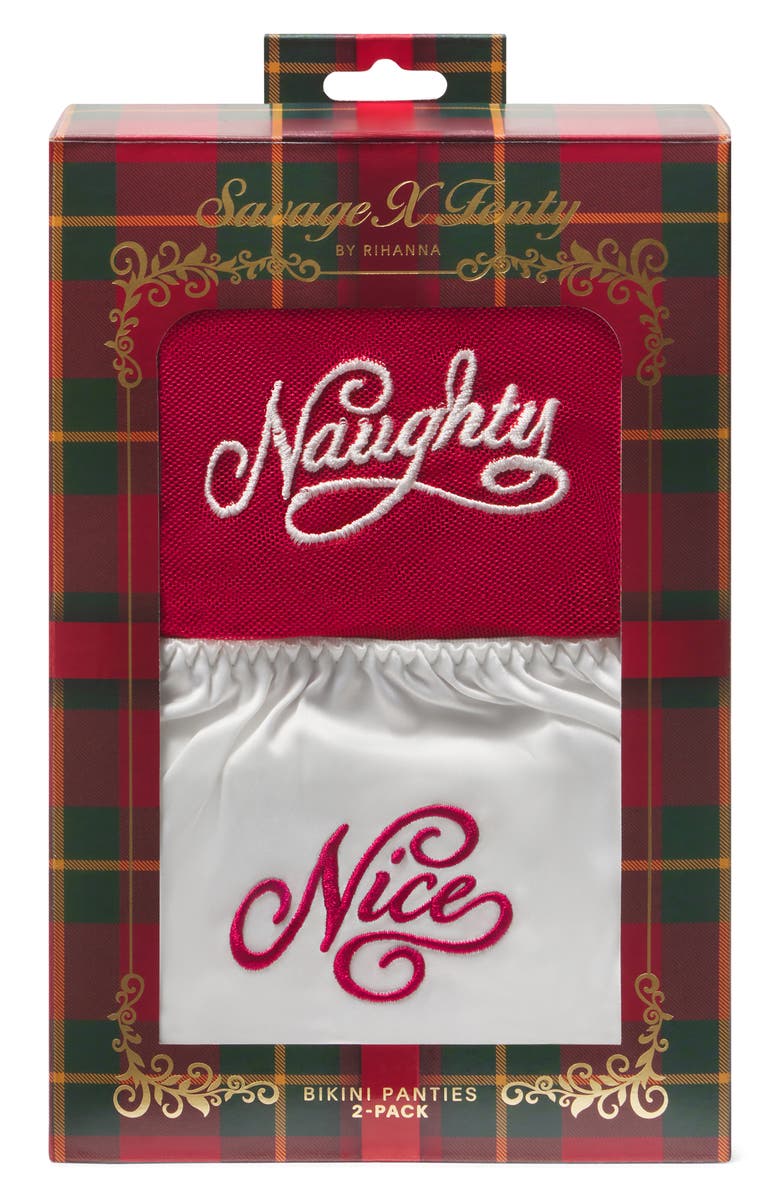 SAVAGE X FENTY Flirty Wordy Assorted 2-Pack Bikini Cut Briefs, Alternate, color, White/ Red