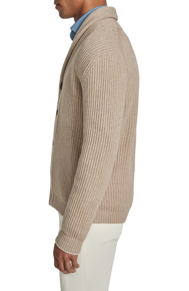 Jack Victor Stayner Recycled Cashmere Blend Shawl Collar Cardigan, Alternate, color, Camel