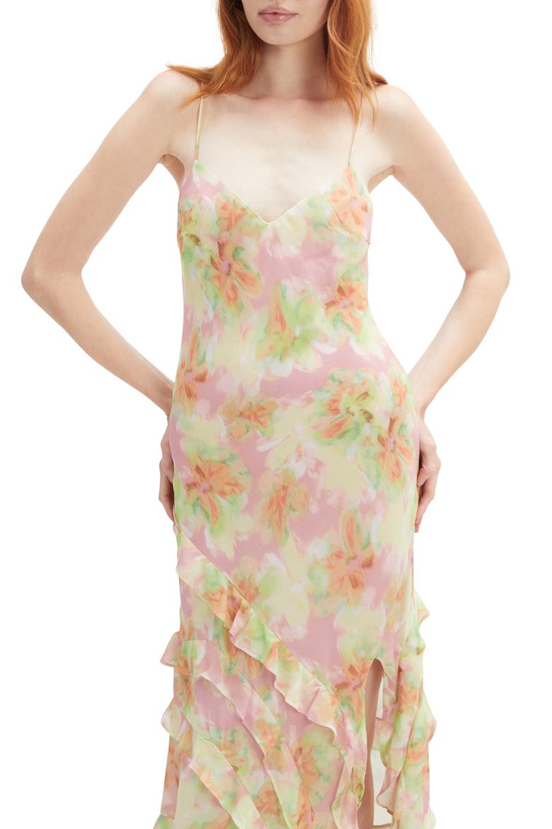 Cantara Ruffle Trim Maxi Dress, Alternate, color, PINK FLORAL