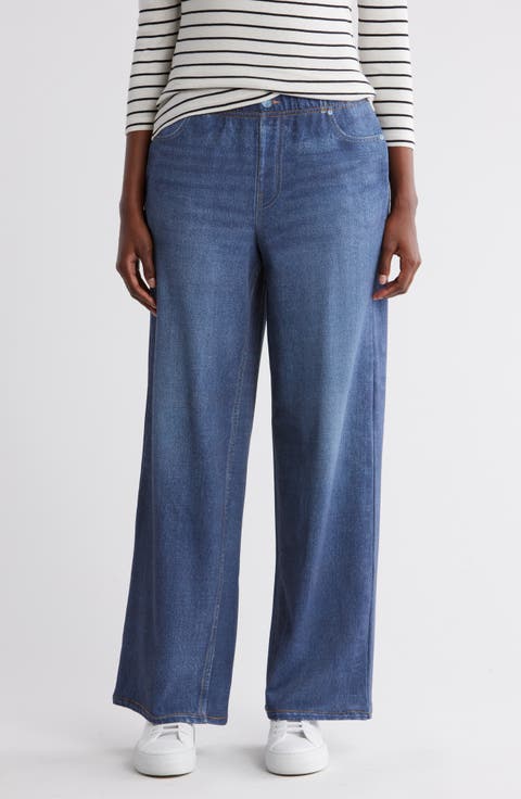 Mirage Denim Printed French Terry Wide Leg Pants