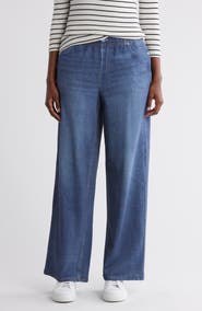 ECRU Mirage Denim Printed French Terry Wide Leg Pants