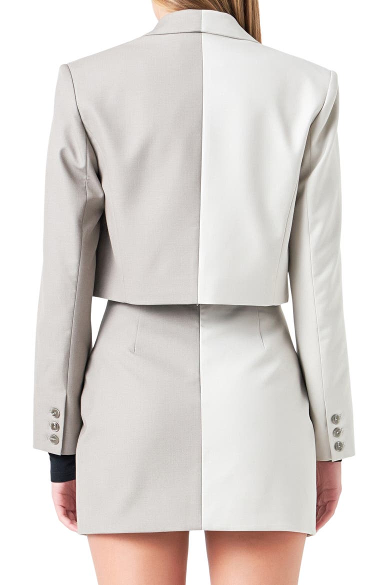 Colorblock Crop Blazer, Alternate, color, GREY MULTI