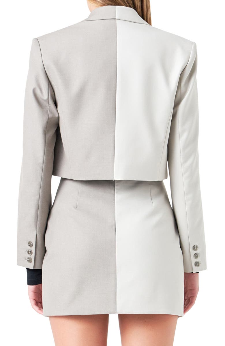 Grey Lab Colorblock Crop Blazer, Alternate, color, Grey Multi