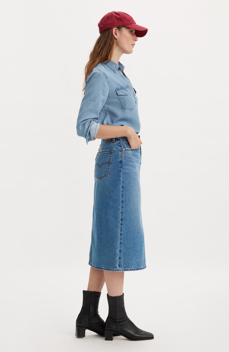 Levi's<sup>®</sup> Side Slit Denim Midi Skirt, Alternate, color, 