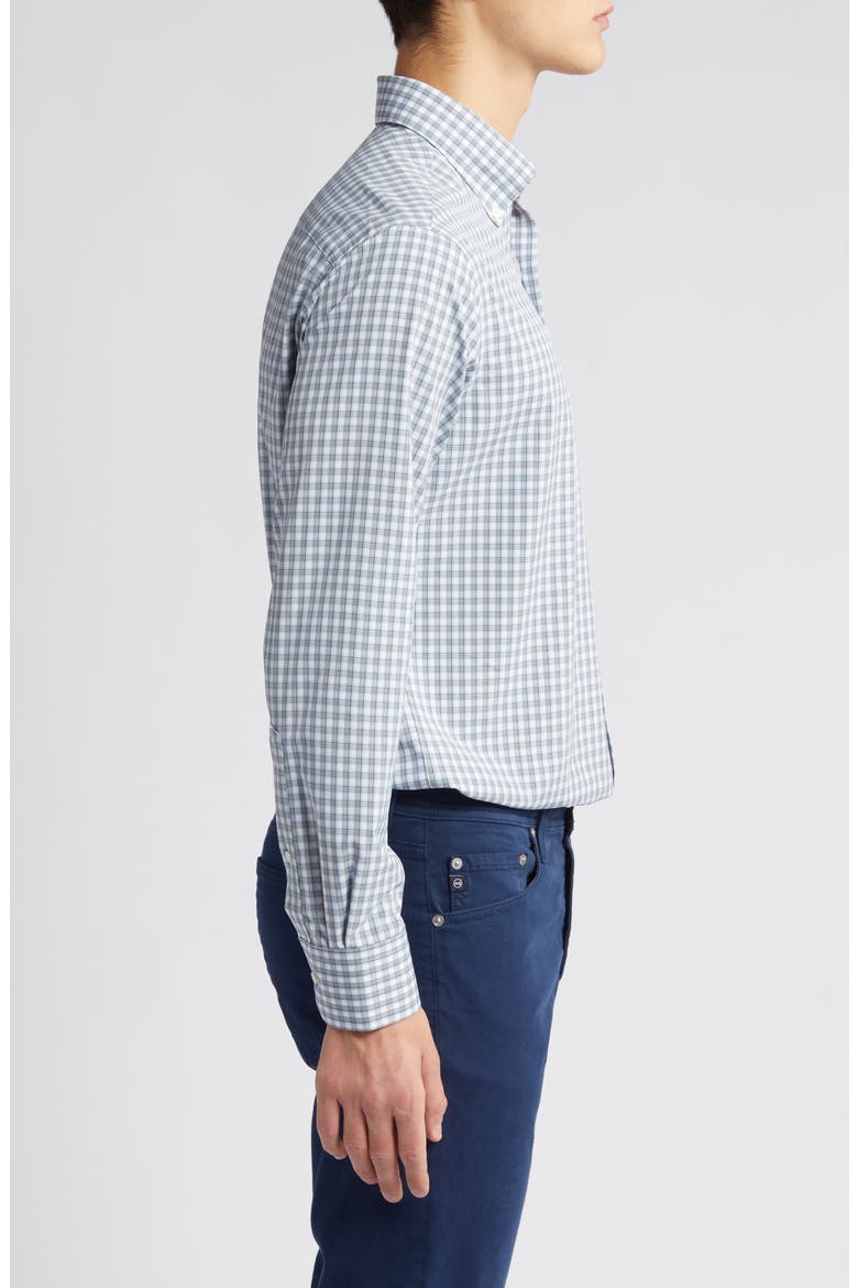 Crown Crafted Cole Check Performance Button-Down Shirt, Alternate, color, SAGE FOG