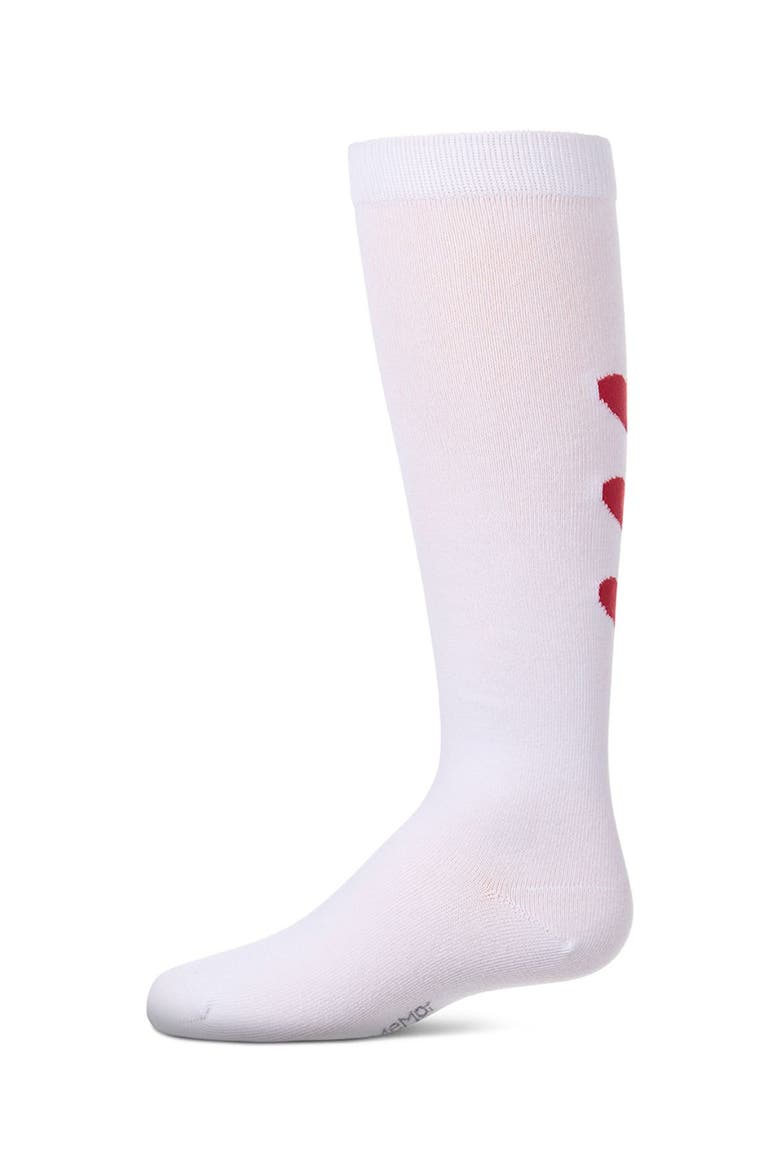 Triple Heart Mini-Ribbed Heart-Themed Knee High Sock, Main, color, Red