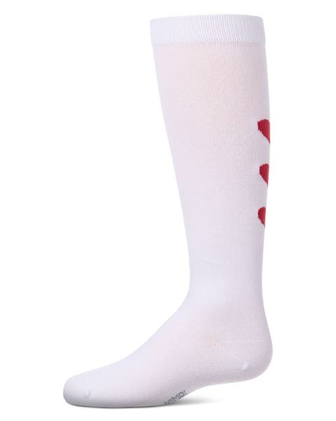 Triple Heart Mini-Ribbed Heart-Themed Knee High Sock